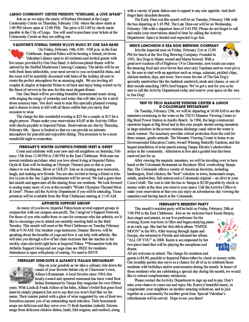 Imperial Palms Monthly Newsletter page 4