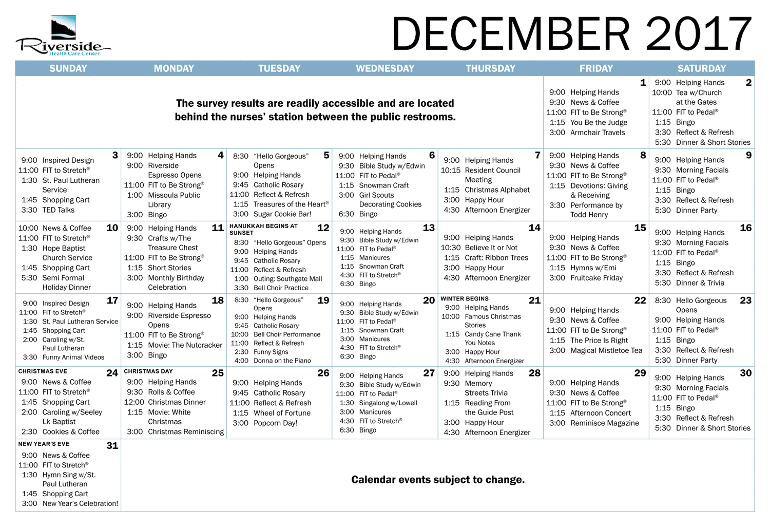 Riverside Calendar